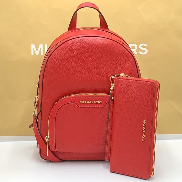 MICHAEL KORS JAYCEE MEDIUM ZIP POCKET BACKPACK & LARGE TRAVEL CONTINENTAL WRISTL - Picture 2 of 16